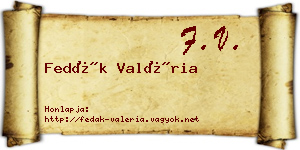 Fedák Valéria névjegykártya